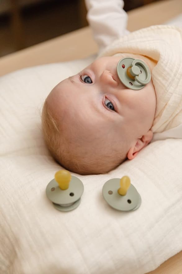 BIBS Pacifiers Colour Collection | Natural Rubber Baby Pacifier | Set of 2 BPA-Free Soothers | Made in Denmark | 6+ Months (Pack of 2) | Dusty Pink/Cora