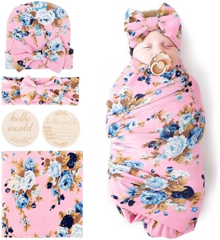 DRESHOW BQUBO Baby Girl Newborn Floral Receiving Blankets by DRESHOW