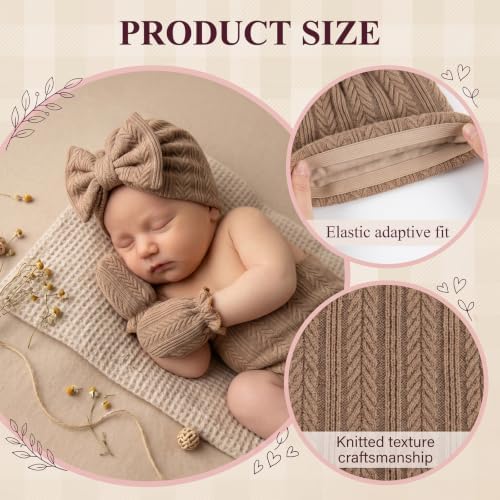 Newborn Baby Girl Hat Mittens Preemie Soft Hospital Bow Hats Beanie No Scratch - Image 6