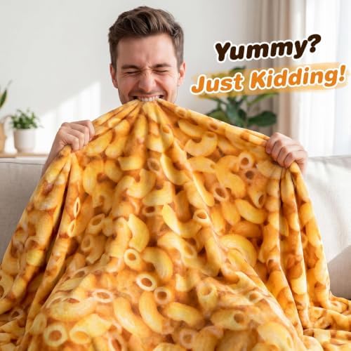 SeaRoomy Macaroni Blanket, Realistic Food Funny Round Blanket, 60 in - Image 2