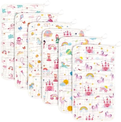 Baby Burp Cloths Muslin Washcloths 6 Pack Cotton Burp Rags by Decalsweet