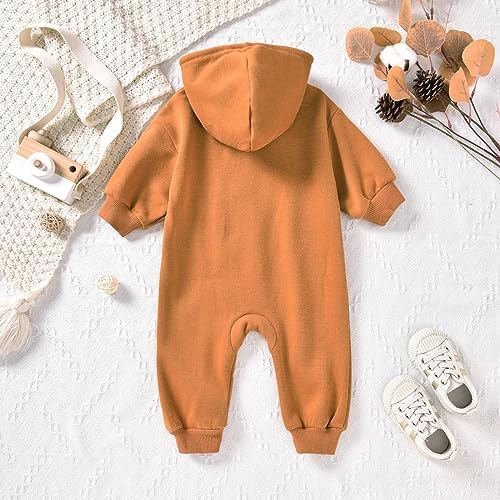 Unutiylo Unisex Baby Boys Girls Long Sleeve Infant Baby Zipper Hooded Jumpsuits - Image 4