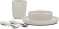 Lalo Big Bites Kids Dinnerware Starter Set - Dishwasher Safe, BPA Free, Kids Tableware Set - Includes Stackable Bowl, Plate, Utensils & Cup - 5 Pieces - Oatmeal