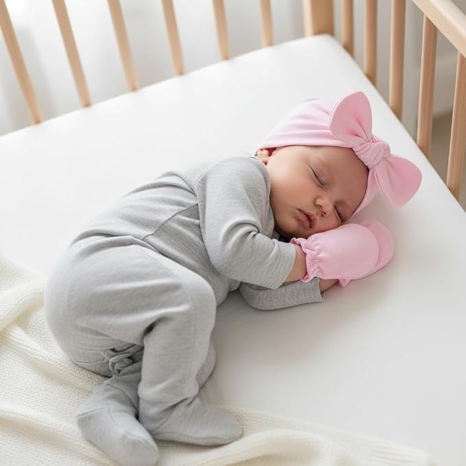 LIDHAY 4PCS Newborn Baby Hospital Hats Beanie Bow Infant Caps Cotton Preemie - Image 5
