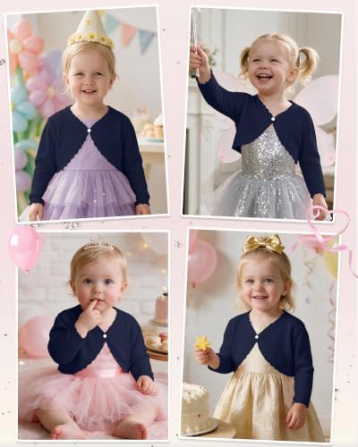 Girls Cardigan, Girls Bolero Shrug Sweater, Kids Knit Hollow Out Long Sleeve - Image 2