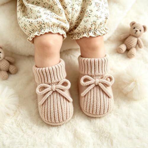 Jastore Baby Booties Newborn First Walkers Cozy Shoes Warm Knit Soft Booties - Image 7