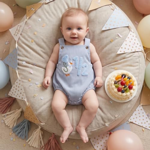 Honganda Baby Boy 1/2 Birthday Outfit Half Way to One Cake Smash Romper - Image 3
