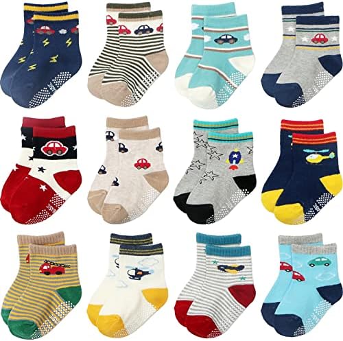 Aroveea Toddler Socks Non Slip Grip Ankle Baby 12 Pack by Aroveea