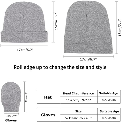 Newborn Baby Hats and Mittens Set Infant Beanie Cap Toddler Gloves Newborn - Image 2