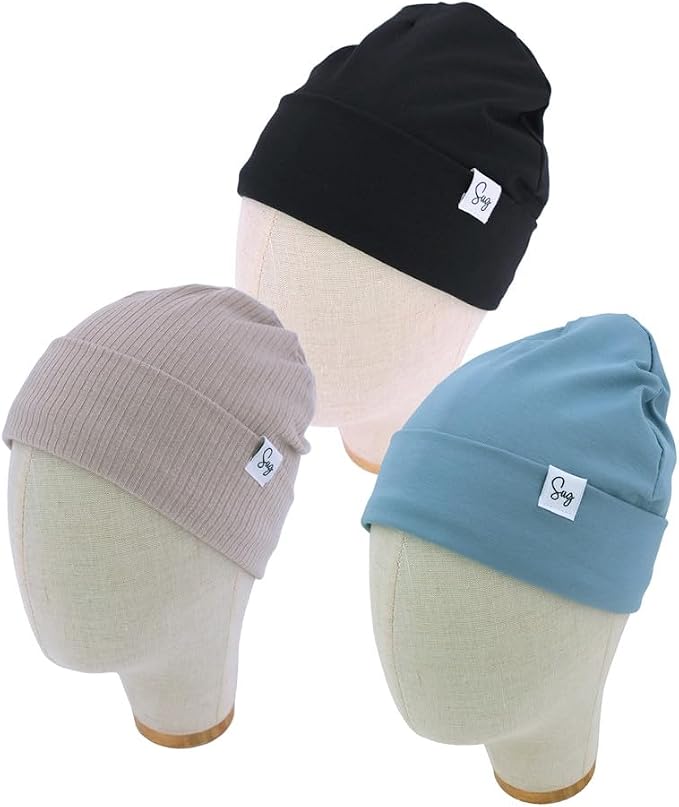 Jersey Beanie Hat for Newborn Baby Boys Girls Silky Satin Lined Hats Bonnet - Image 2