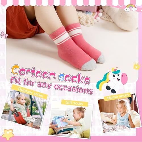 Toddler Non Slip Grips Socks Kids Anti Skid Baby Boys Girls Cotton Crew Socks - Image 2