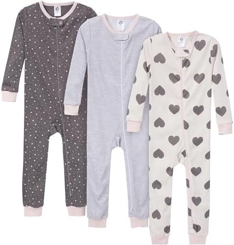 Gerber Baby Girls 3-Pack Snug Fit Footless One Piece Cotton Pajamas by Gerber
