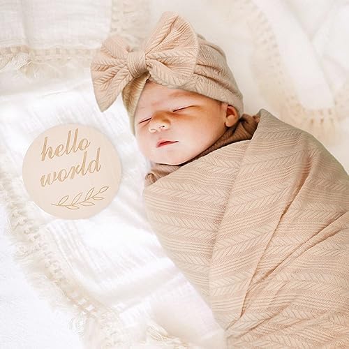 AQOKKA Newborn Receiving Blanket Wheat Ear Bow Hat Mitten Set | 4 Set Receiving - Image 6
