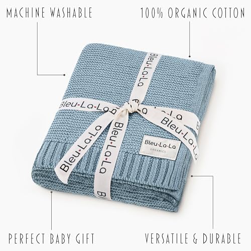 100% Organic Cotton Heritage Knit Textured Baby Quilt Blanket - Image 3