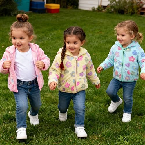Toddler Baby Girl Fleece Jackets Fall Clothes Hooded Zip Fuzzy Coats - Image 4