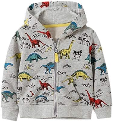 Baby Toddler Boys Dinosaur Hooded Zip Jacket Casual Outerwear Active Sweatshirt by Azalquat