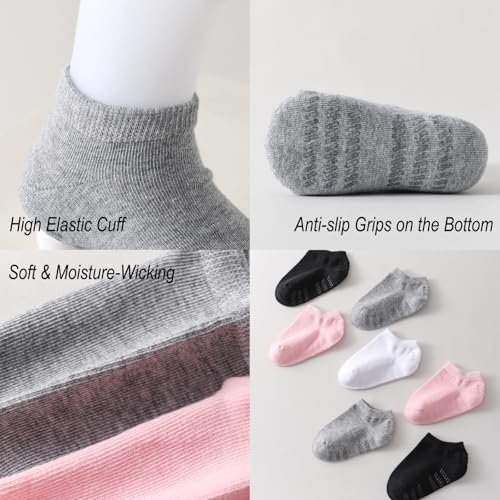 Toddler No Show Socks 10 Pairs Cotton Non Slip Baby Socks - Image 4