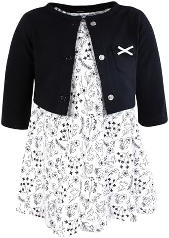 Hudson Baby Infant and Toddler Girls Cotton Dress and Cardigan Set by HudsonBaby