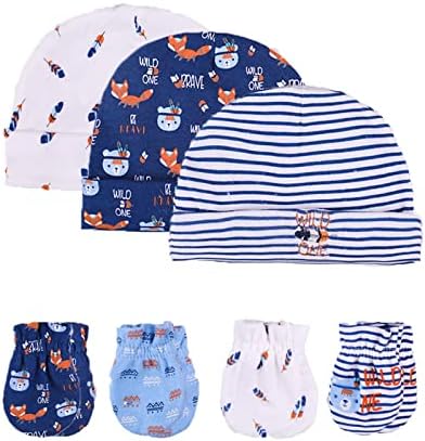 MAMIMAKA Baby Hat and Mittens Set Newborn Baby Hats Caps by MAMIMAKA