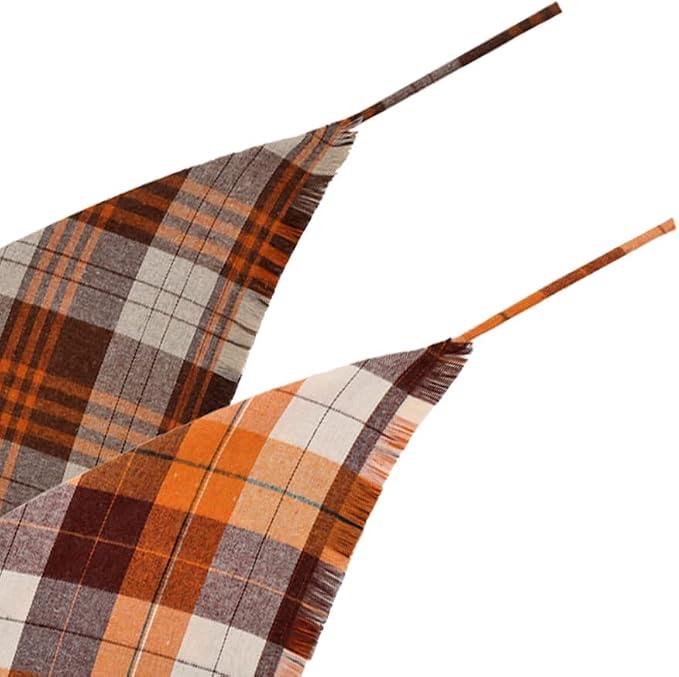Fall Dog Bandana Autumn Thanksgiving Plaid Reversible Triangle Bibs Scarf - Image 4