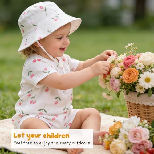 Baby Sun Hat Infant Toddler Summer Cotton Yarn Beach Bucket Hat - Image 3