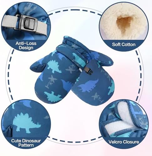 Toddler Mittens Lined Fleece Snow Gloves - Image 2