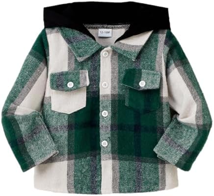 Toddler Baby Boy Long Sleeve Shirt Flannel Buffalo Plaid Shirts Button Down by KimiBear