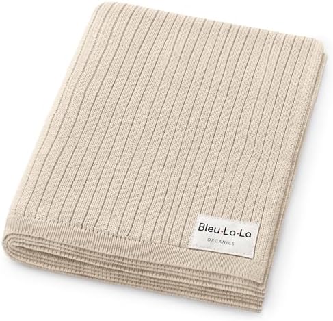 100% Organic Cotton Baby Blanket – Luxury Stretch Ribbed Knit, Gender Netural by BleuLaLa