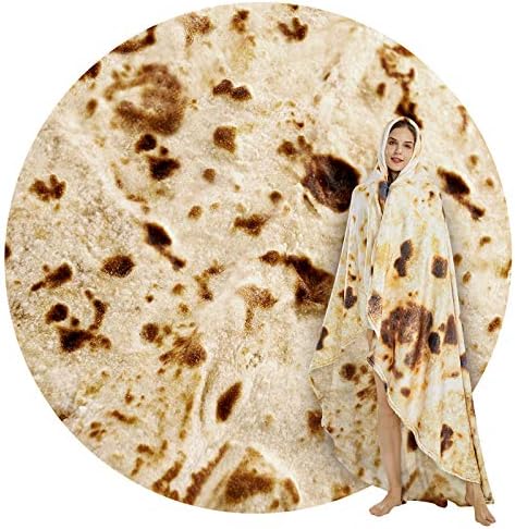 SeaRoomy 90 in Burrito Tortilla Blanket, Funny Large Throw Blanket by SeaRoomy