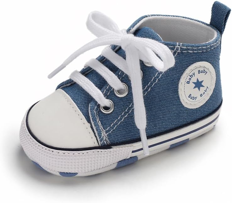 Unisex Baby Girls Boys Canvas High-top Shoes, Newborn Infant Anti-Slip Soft - Image 3