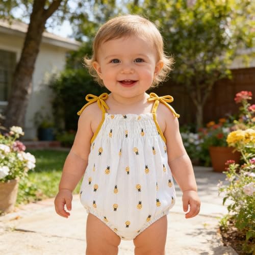 ROMPERINBOX Baby Girl Bodysuit Cotton Spaghetti Strap Sleeveless Onsies Summer - Image 2