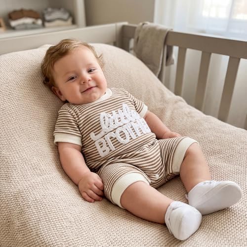 allshope Newborn Baby Boy Summer Outfit Romper Letter Embroidery Short Sleeve - Image 6