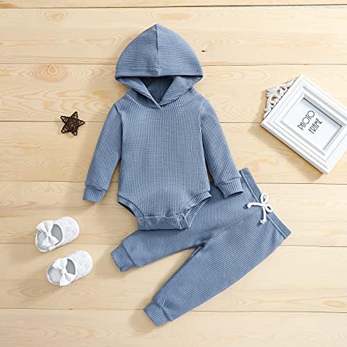Thorn Tree Newborn Unisex Baby Clothes Set Hooded Long Sleeve Bodysuit Stretchy - Image 2