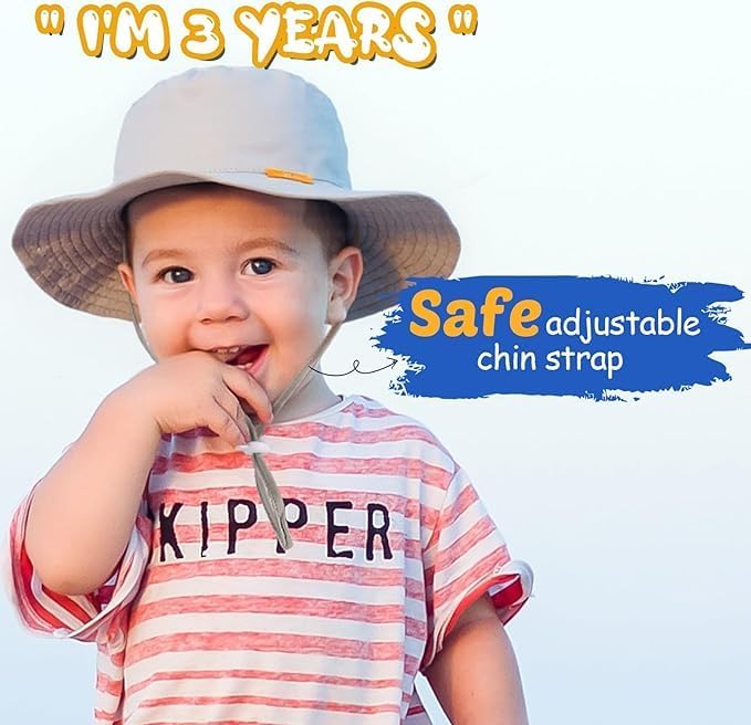Baby Sun Hat Kids Summer Sun Protection Toddler Bucket Hat Wide Brim Adjustable - Image 5