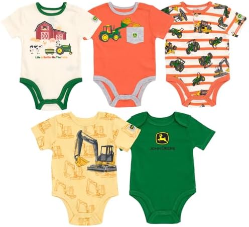 John Deere Farm Animals Tractor Truck Baby 5 Pack Short Sleeve Bodysuits by JohnDeere