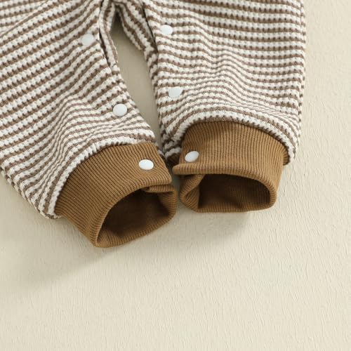 VISGOGO Newborn Infant Baby Boy Waffle Cotton Romper Clothes Onesie Stripe - Image 6