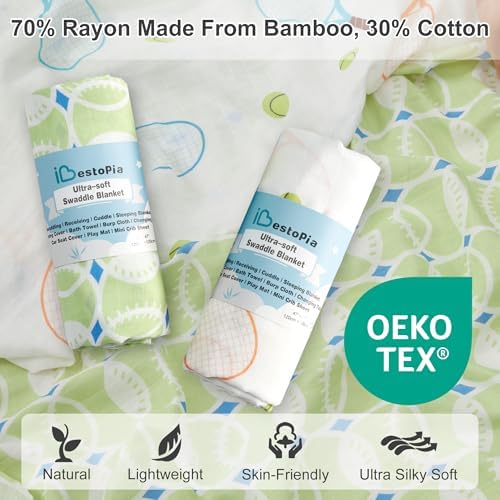 Baby Swaddle Blankets, Bamboo Muslin Receiving Blanket | 2-Pack, Lightweight & - Image 2