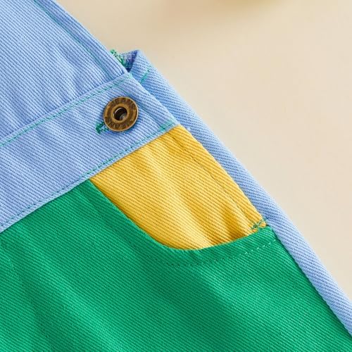 Fernvia Toddler Kids Baby Girl Boy Contrast Color Overalls Shorts Clothes - Image 5
