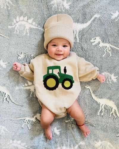 VISGOGO Newborn Infant Baby Boy Oversized Romper Sweater Bodysuits Coming Home - Image 2