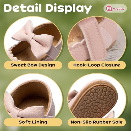 Meckior Infant Baby Girls Soft Sole Bowknot Princess Wedding Dress Mary Jane - Image 4