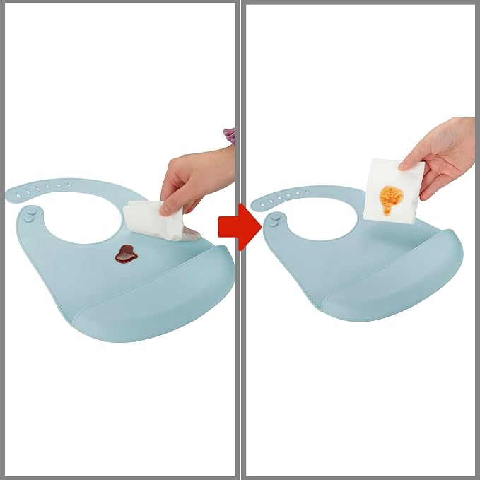 PandaEar 5 Pack Waterproof Silicone Baby Bibs| Super Thin Light Weight Feeding - Image 5