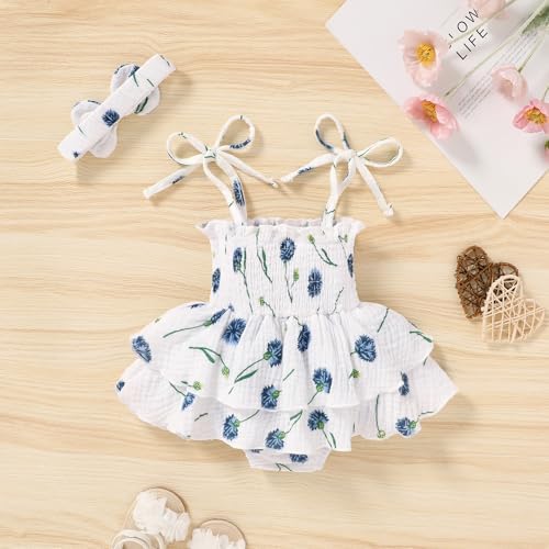 YOUNGER TREE Baby Girl Clothes Infant Summer Romper Dress Sleeveless Bodysuit - Image 3