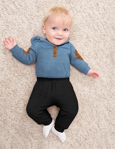 Fommy Baby Boy Clothes Colorblocked Long Sleeve Hoodie + Long Pants 2PCS Fall - Image 3