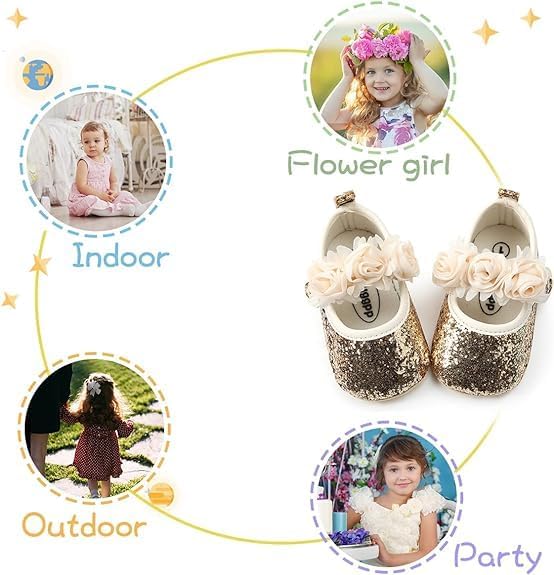 KIDSUN Infant Baby Girls Mary Jane Shoes Non-Slip Rubber Sole Ballet Slippers - Image 4