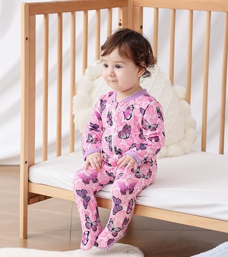 uideazone Baby Girls Footed Pajamas, Zip Sleeper - Image 5