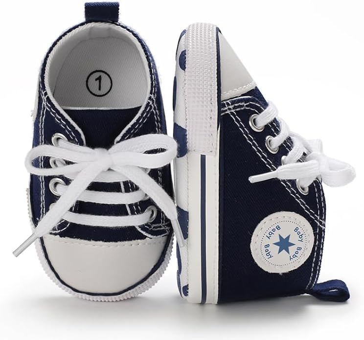 Unisex Baby Girls Boys Canvas High-top Shoes, Newborn Infant Anti-Slip Soft - Image 4