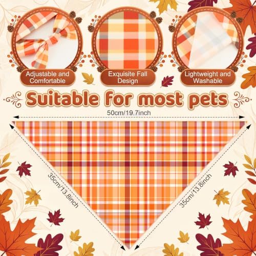 50 Pcs Fall Plaid Dog Bandanas Bulk Autumn Gingham Check Pattern - Image 3