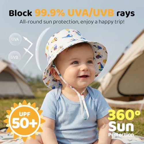 Toddler Bucket Hats UPF 50+ Baby Sun Hat Adjustable Kids Sun Protection Summer - Image 2