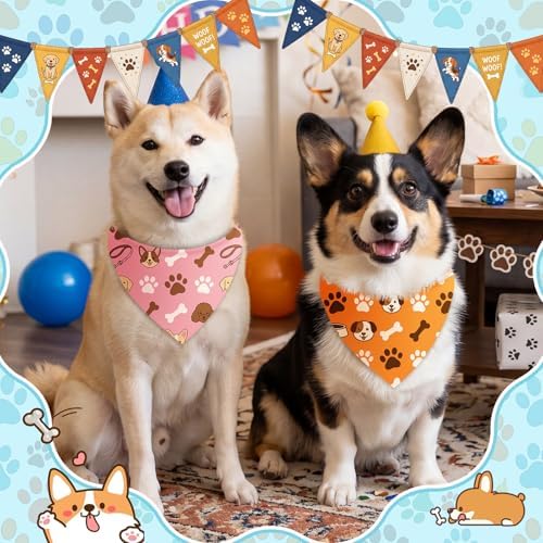 50 Pcs National Dog Day Dog Bandanas Bulk Pastel Paw Prints Pattern - Image 2