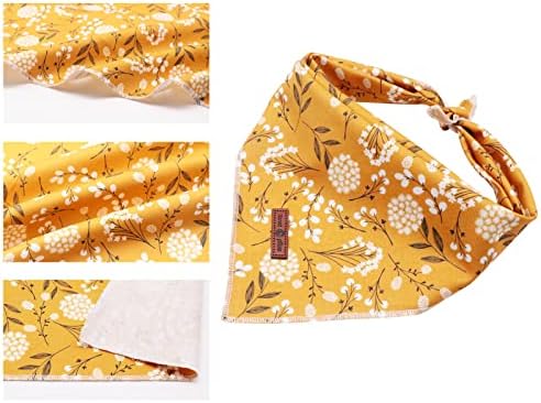 Lionet Paws Flower Dog Bandana, Fabric Yellow Dogs Kerchief - Image 7